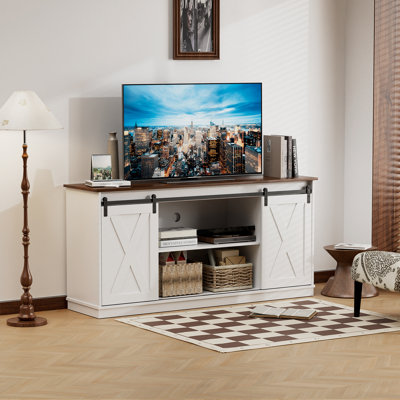 TV Stand With Sliding Barn Doors For Tvs Up To 65" by Gracie Oaks