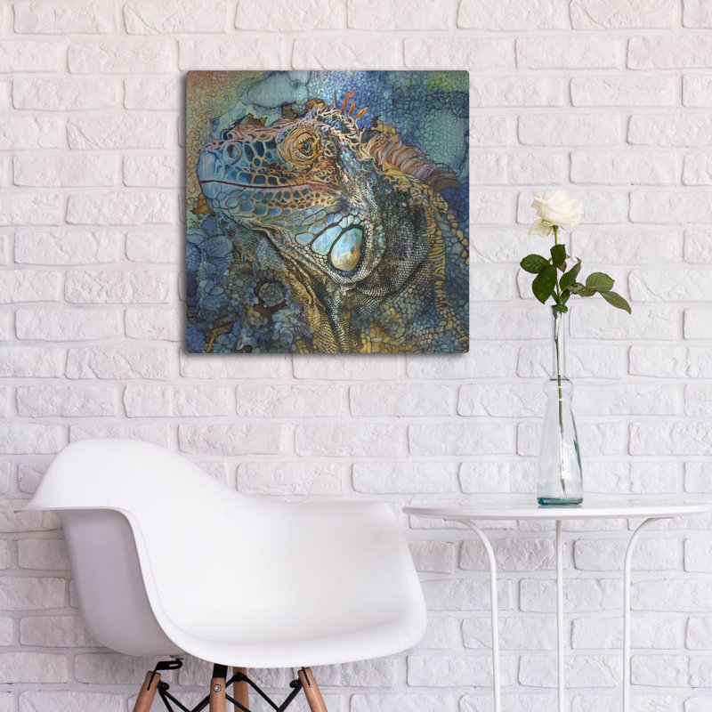 Art mural en métal Winston Porter «Iguana - Spirit Of Contenment» par Carol Cavalaris, H 24 po x l 24 po