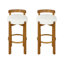 Tabouret de bar d'intérieur en bois à dossier bas, finition noyer, ensemble de 2