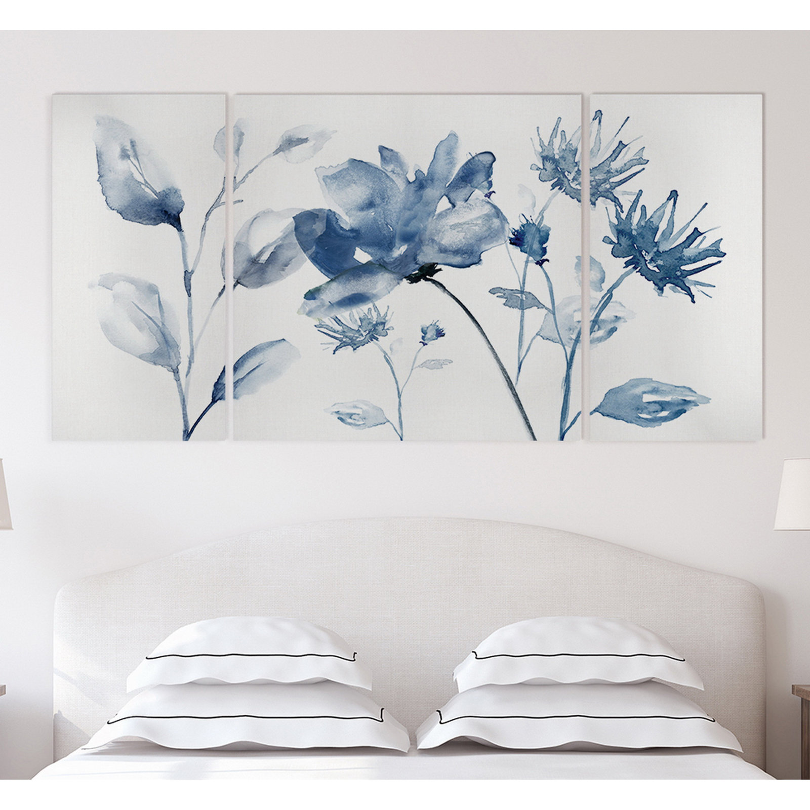 Translucent Blues II Wrapped Canvas Print Set, 24" H x 48" W x 1.5" D