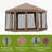Hexagonal Pop Up Gazebo, Heavy Duty Outdoor Canopy Tent with 6 Mesh Sidewall Netting