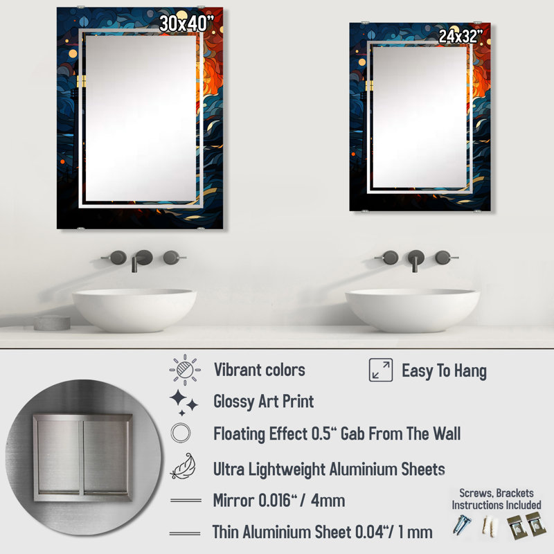 Miroir mural Hulker, 32 po x 24 po
