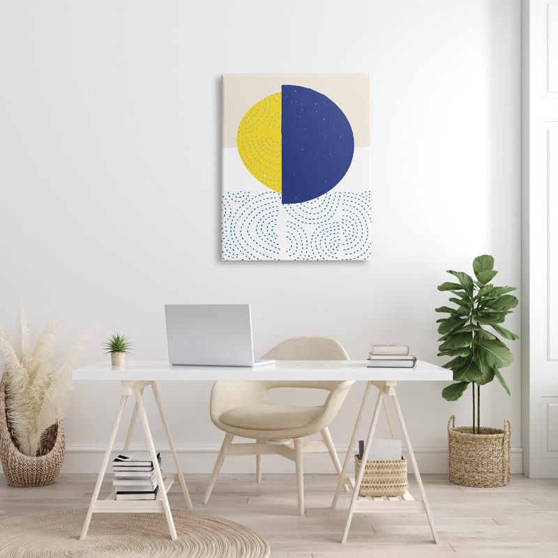 Soleil levant sur les vagues de l'océan, H 40 po x l 30 po x P 1,5 po, Toile tendue