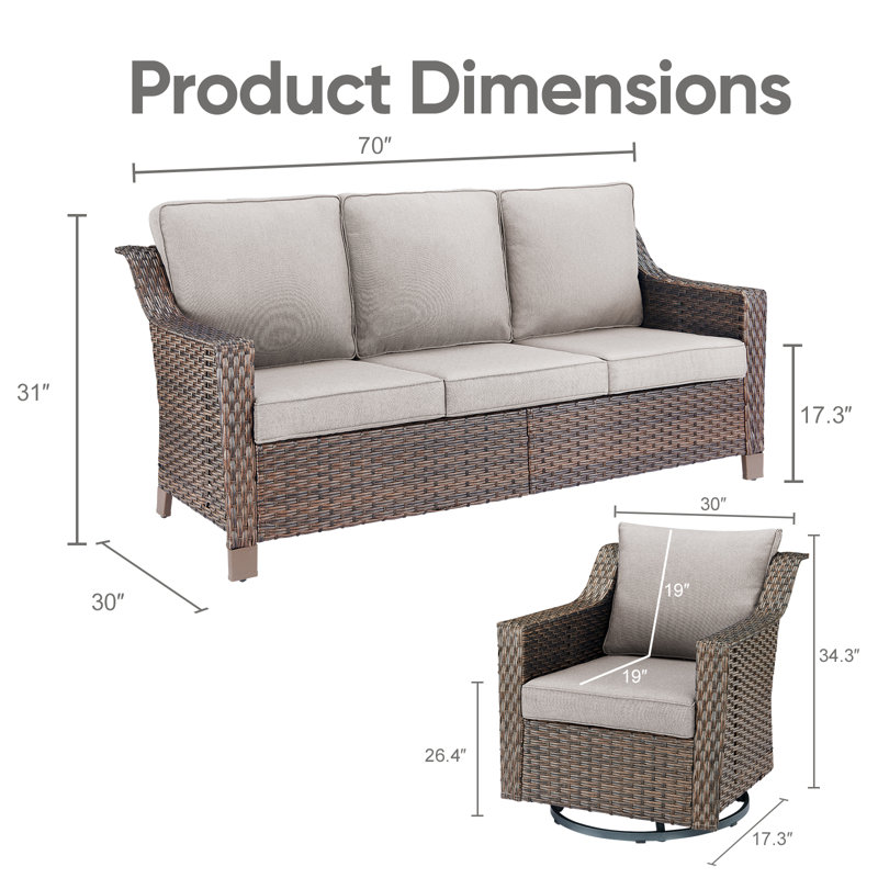 Ensemble de conversation d'extérieur pour 5 personnes avec coussins Tya, Beige