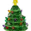 Ornement en forme d'arbre de Noël rétro à DEL vert 5 po à piles