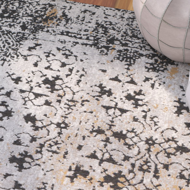 Tapis noir / argenté Jupiter, Rectangle de 5 pi x 8 pi