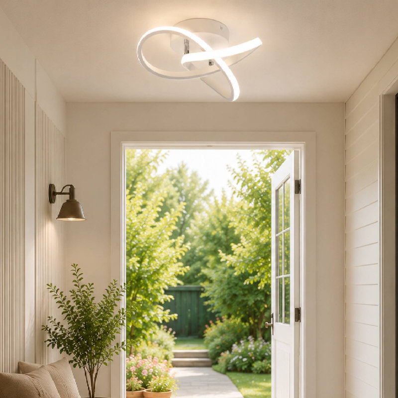 Janyia 1 - Light 26cm Unique/Statement Geometric LED Semi Flush Mount, White