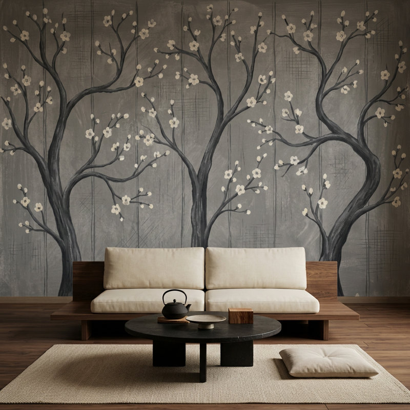 Décoration murale arbre amovible, 140 po x 108 po, Peler et coller