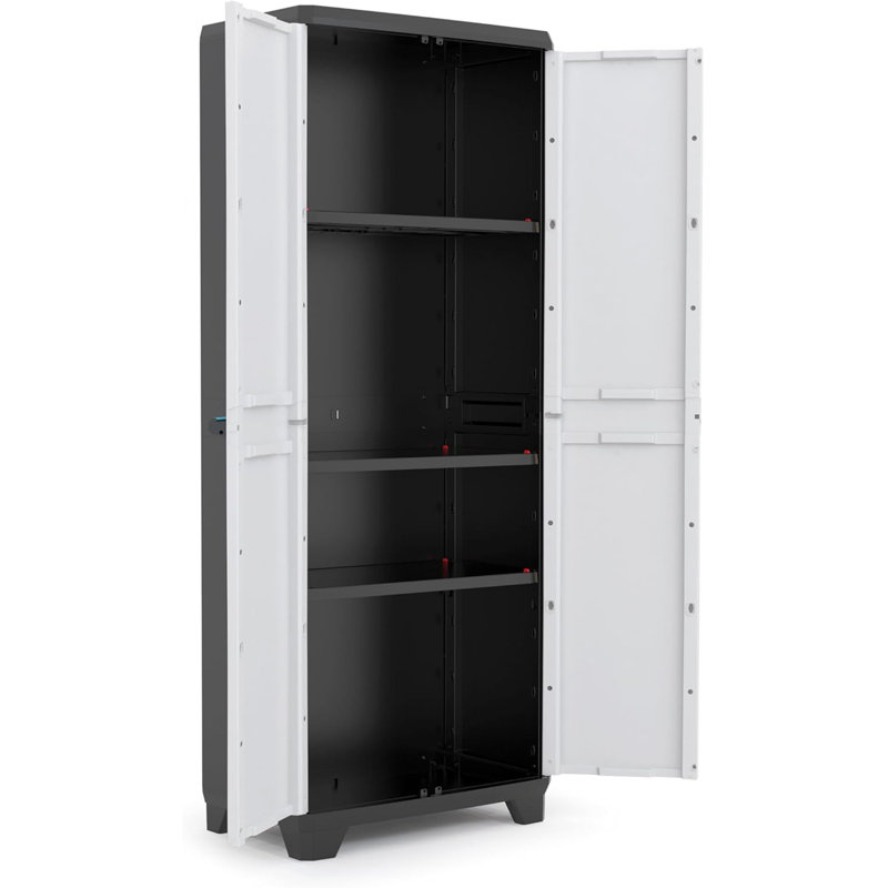 Keter Linear Plastic Tall Cabinet Greyblackblue; 240864