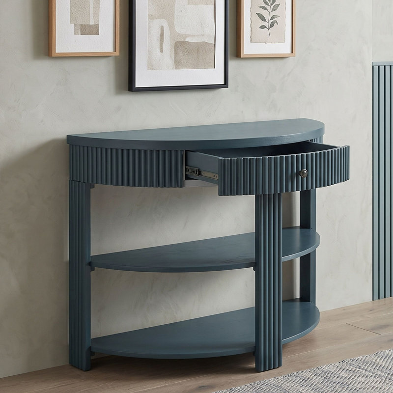 Console avec tiroir et deux tablettes, Marine