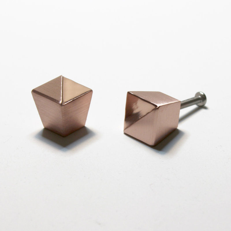 Pyramid Square Knob, Buffed/Polished Copper