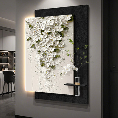 White, Black Rectangular Sandstone Wall art