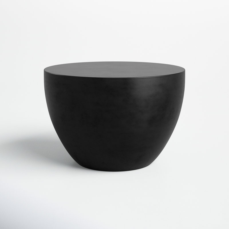 Julie Concrete Drum End Table, Black