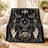 Celestial Moon Phase Blanket with Crystal Ball, Moths, Roses and Palmistry Hands, Black Ivory Flannel Throw for Couch, Bed, Reading and Travel, 30 x 40 in-135451060