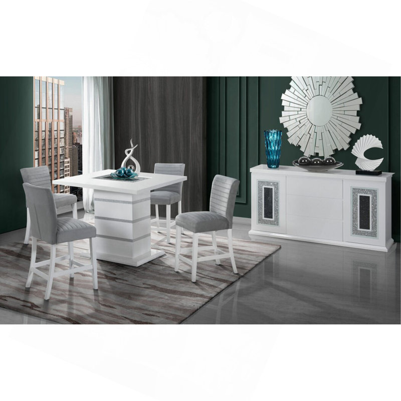 TABLE DE BAR ARIYA BLANC, H 38 po x L 42 po x l 63 po, Blanc
