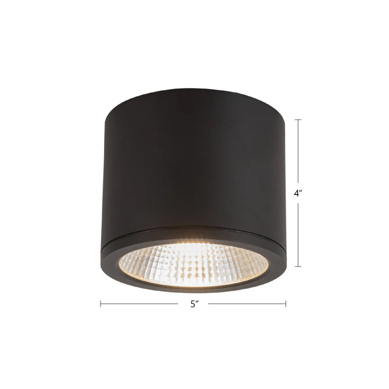 Plafonnier extérieur DEL noir Nordic 4 po (5 po de diamètre), Noir, H 4 po x l 5 po x P 5 po