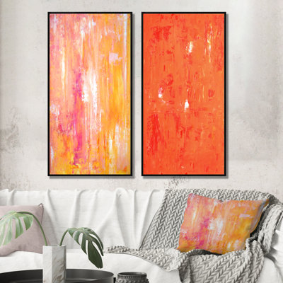 Ensemble de 2 reproductions de dessins sur toile Colorfields in Orange and Pink