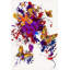 Tapis multicolore à motif de papillons et éclaboussures de peinture lavable à la machine-376283564