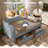 Gingham Daybed With 2 Storage Drawers And Usb Port, Wave-shaped Design-923049219-926908245