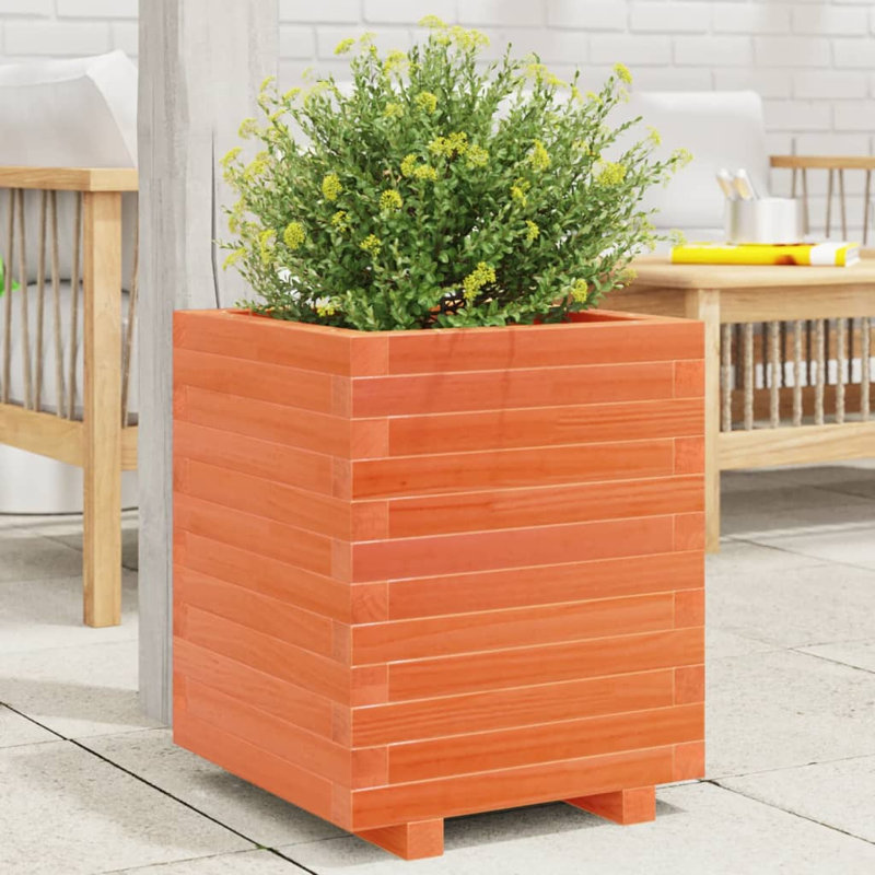 Wood Planter Box, 49.5cm H x 40cm W x 40cm D, Wax brown