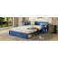 Full Size Daybed With Removable Desk, Storage Drawers & Hydraulic Side Table, Blue-641067165-641067164