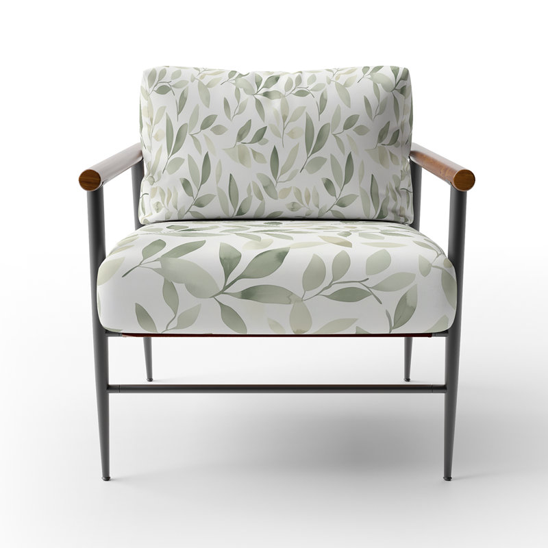 Chaise rembourrée en velours Modern, Bras ronds bruns