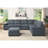 Isla 119" Gray Woven Fabric 7-Seater Sectional Sofa with Ottoman