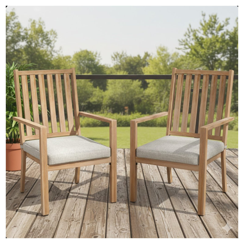 Ensemble de 2 chaises de patio en aluminium toutes saisons avec finition kaki clair