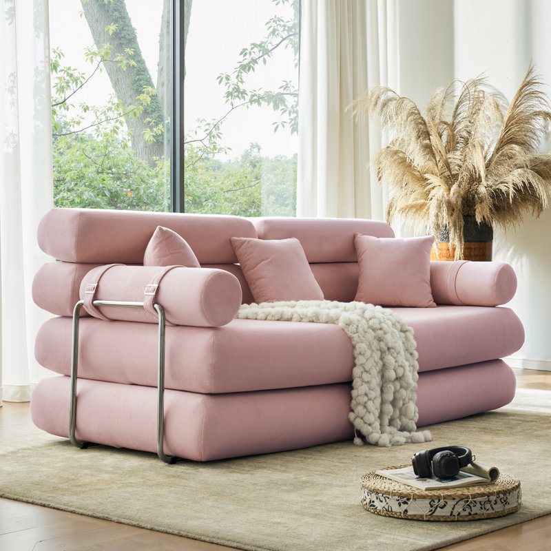 78.7" King Size Convertible Sleeper Sofa Bed With 3 Pillows,Retro Chenille Folding Mattress Couch, High Resilience Memory Foam Mattress Sofa Removable And Washable, Suitable For Small Space In Living Room, No Assembly Required