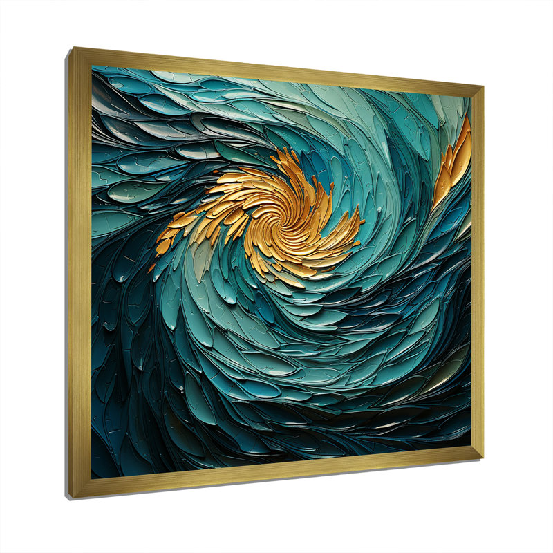 Majestic Motion Teal Spiral III - Abstract Spirals, reproduction d'art mural_106113, Impression dorée sur toile encadrée