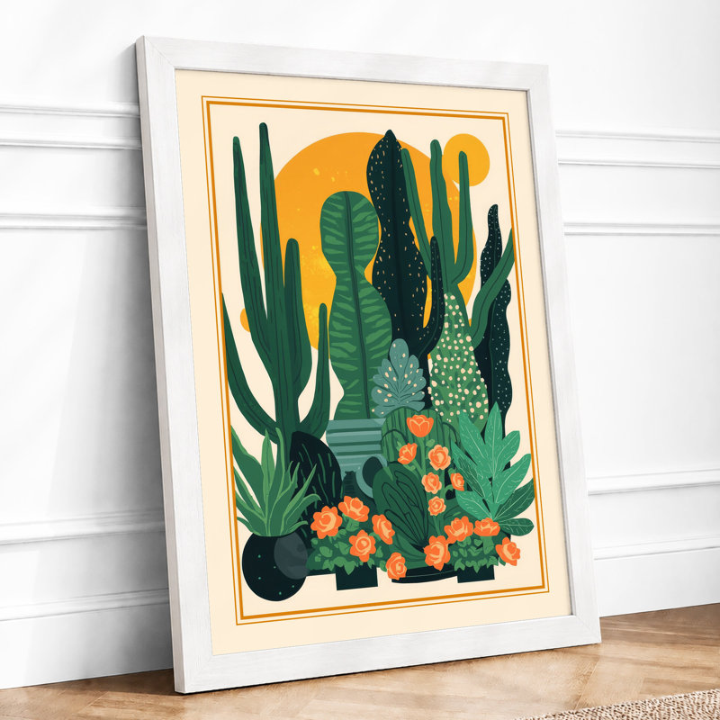 Desert Landscape Botanical - Framed Print, A1 - 84.1 x 59.4 cm, White