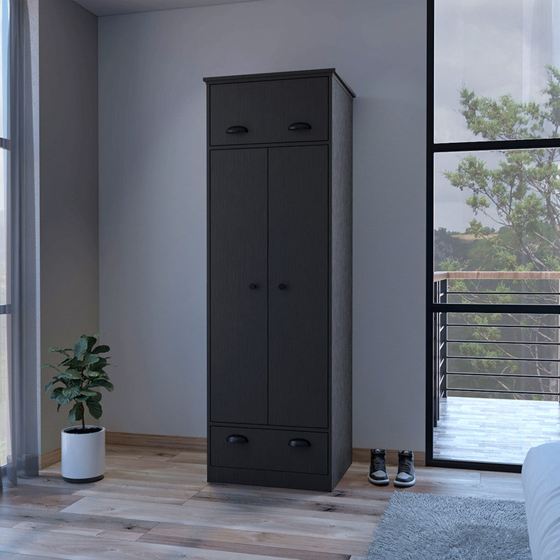 Armoire d'armoire et tablettes de rangement pour vêtements, Noir