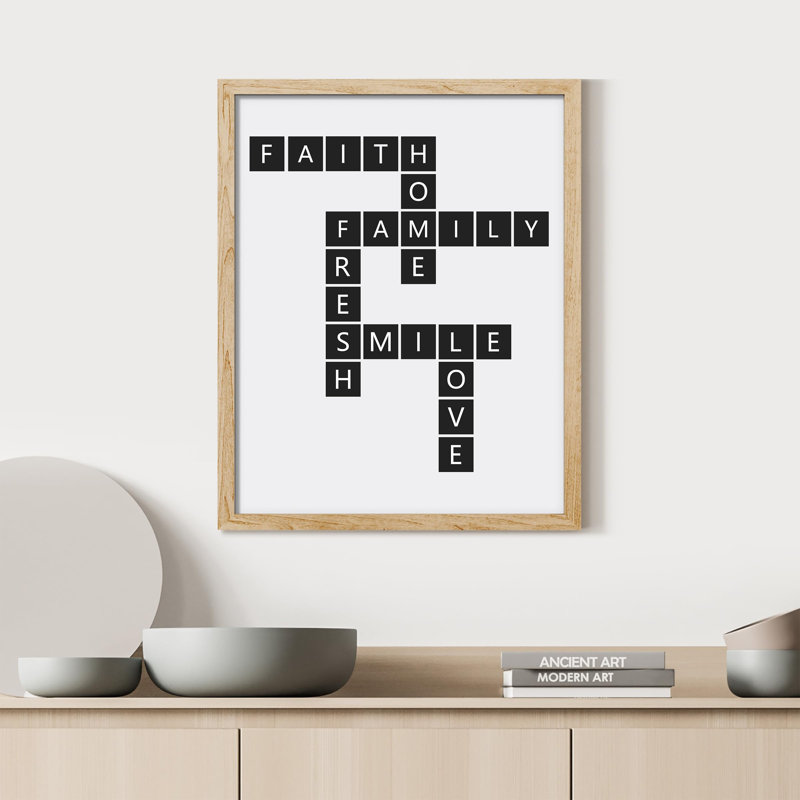 "Bureau de mots inspirant une chambre à coucher pour fille" sur papier, Naturel, H 14 po x l 11 po