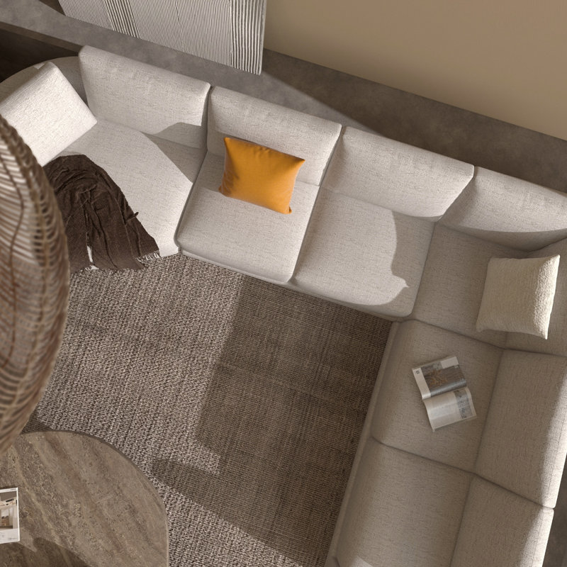 Canapé modulaire 4 pièces Taren, Beige crème, Accoudoir à gauche (vu de face)