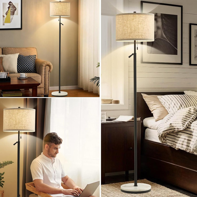 Marble Floor Lamp, Adjustable Height Standing Lamp With Marble Base Tall Lamp With Pull Chain Switch Floor Lamps For Living Room, Bedroom & Office Bulbs Not Included(Gold)