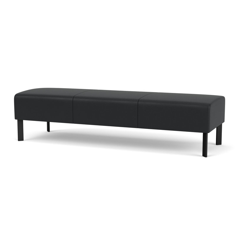 Luxe Lounge Reception 3 Seat Bench, Black Steel, Modena Graphite
