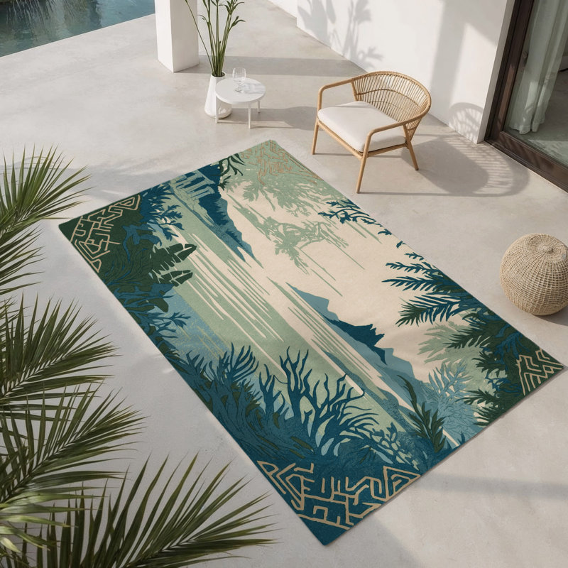 Tapis intérieur et extérieur Serene Glyphs, Rectangle 1 pi 6 po x 2 pi 6 po