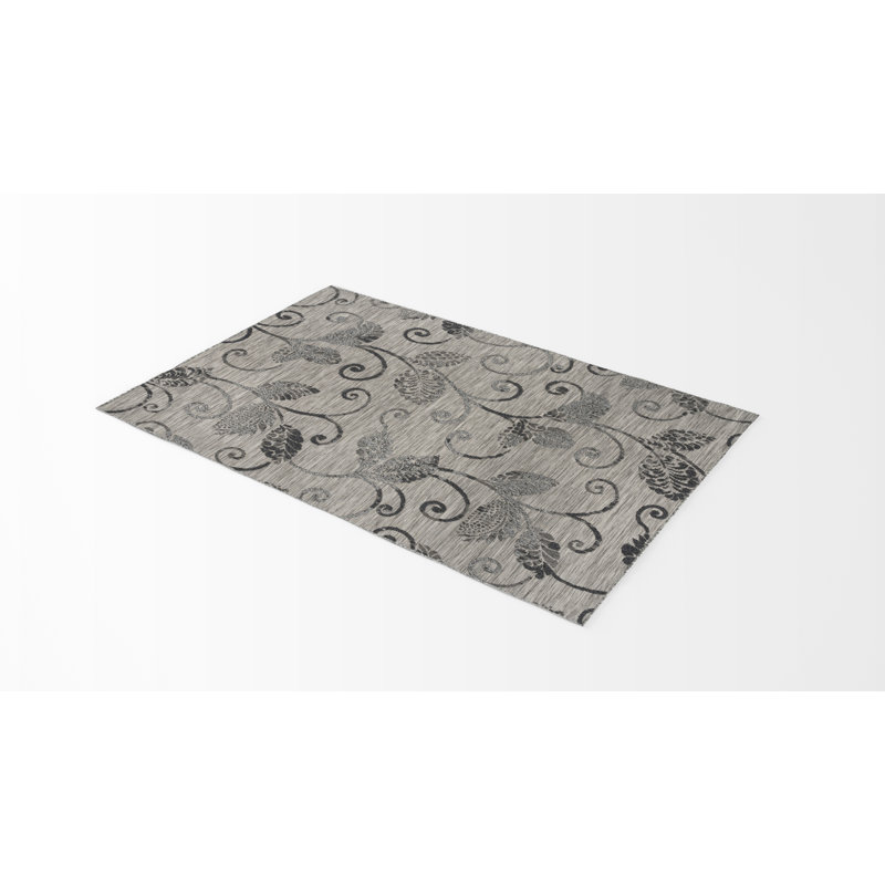 Tapis d'intérieur / extérieur gris Kazzandra, Rectangle 7 pi 10 po x 10 pi 2 po