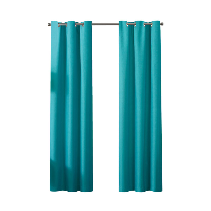 Eclipse Kendall Grommet Solid Blackout Curtain Panel, Turquoise, 42" W x 54" L