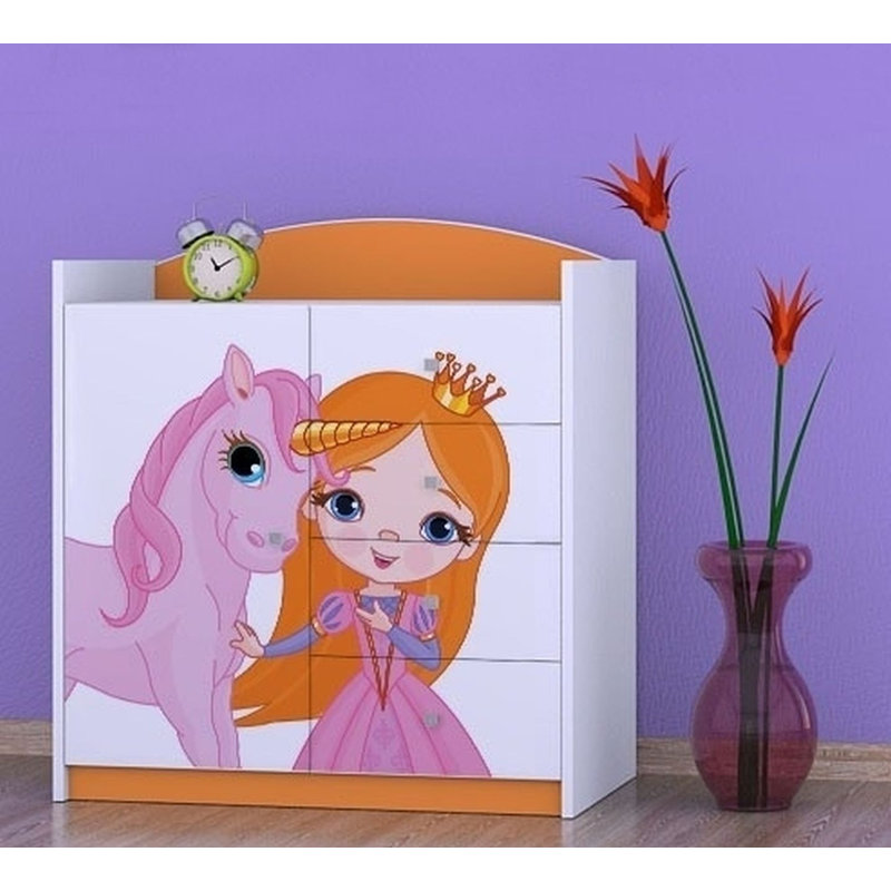 Patchell Kids 4 - Drawer Combo Dresser, Orange