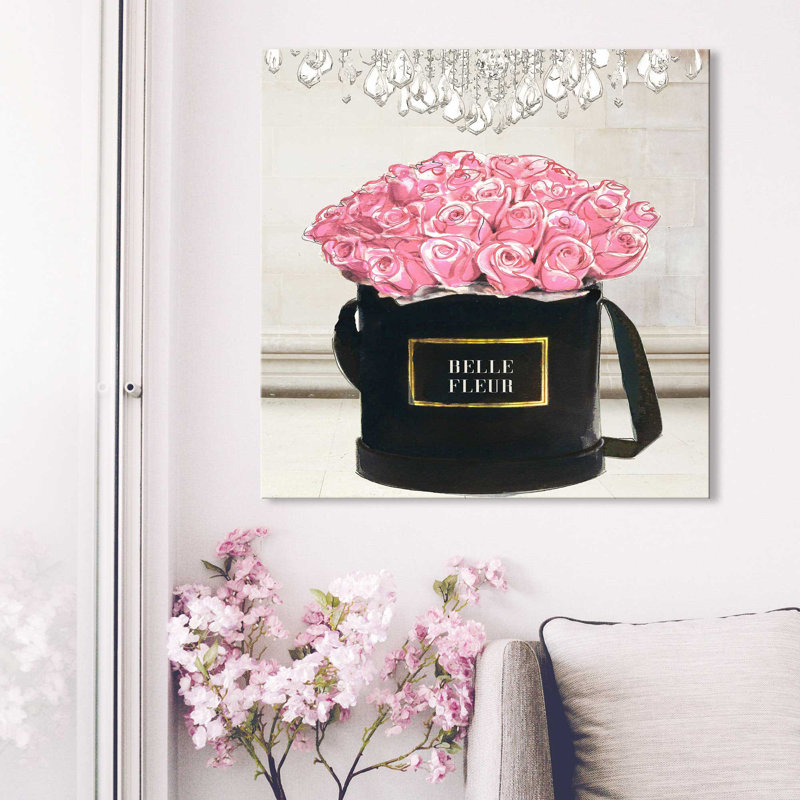«Belle Fleur Pink Roses (Square)» par By Jodi - impression, Toile tendue, H 36 po x l 36 po x 1,5 po
