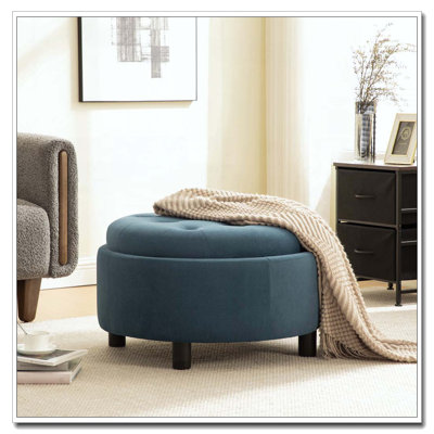 29.33"W Upholstered Round Ottoman