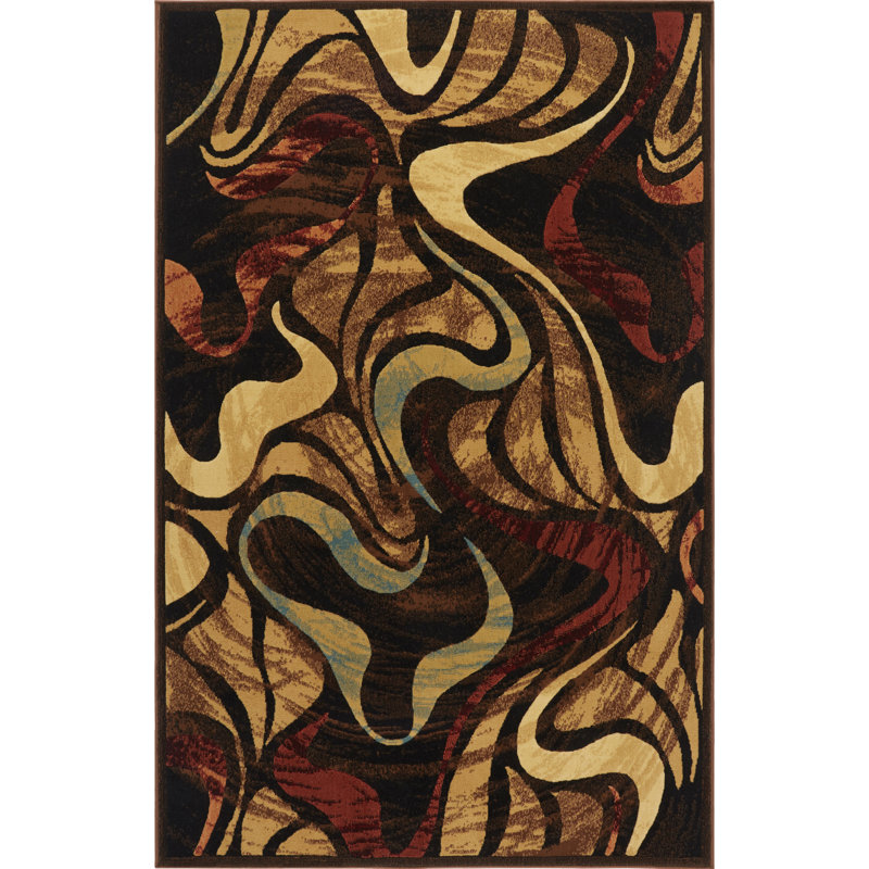 Tapis noir à motif abstrait Roclin, Rectangle 7'10" x 10'5"