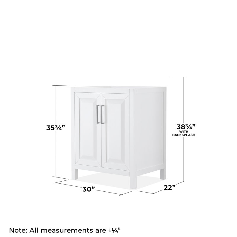 Base de meuble-lavabo simple 29 po Daria seulement, Blanc / noir mat