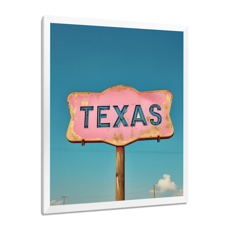 Panneau de signalisation Texas - décoration murale Texas, Toile encadrée blanche avec une seule photo