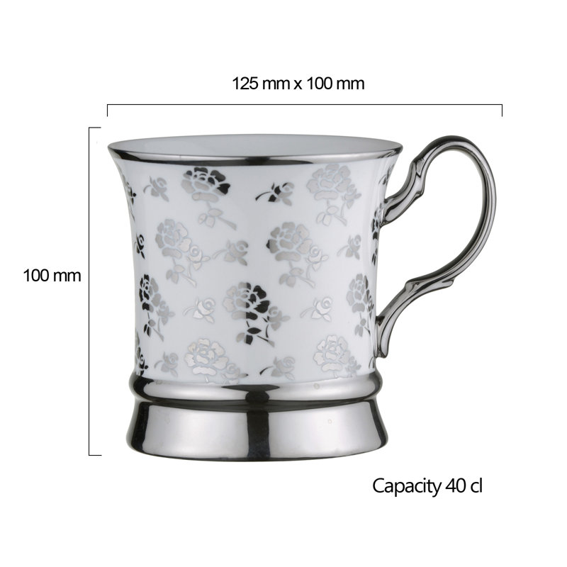Bernella Porcelain Coffee Mug, Platinum