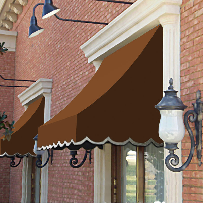 Awntech Nantucket Acrylic Fabric Fixed Awning, Terracotta, 31" H x 124.5" W x 24" D