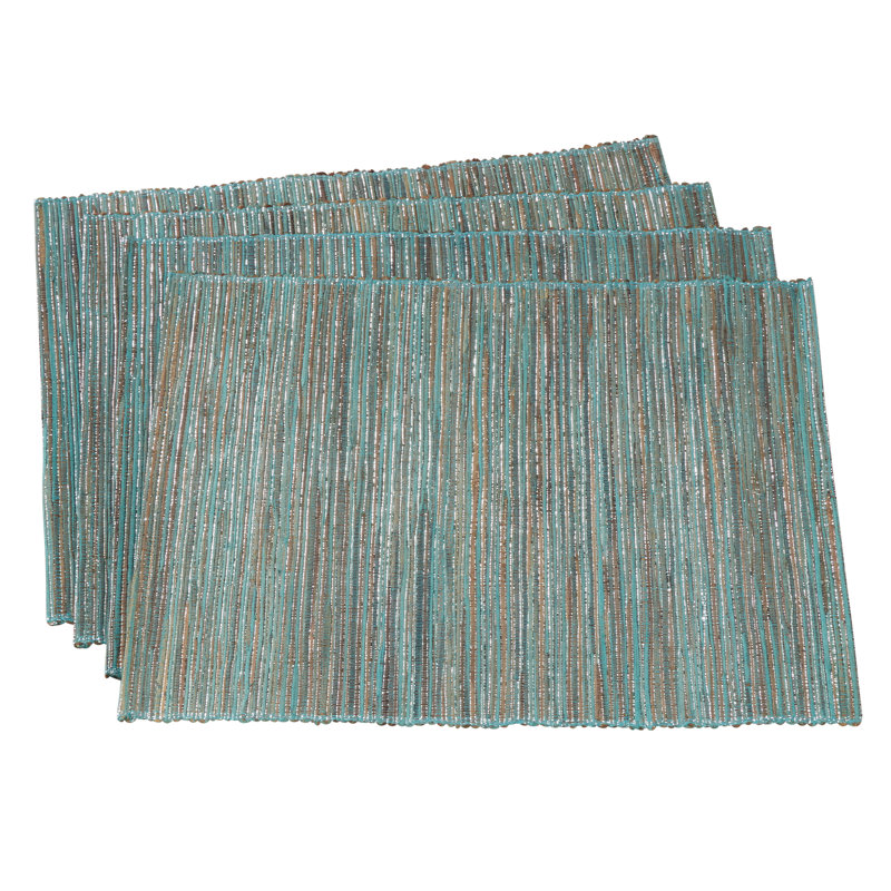 Bevis Water Hyacinth Striped Rectangle Placemat, Turquoise