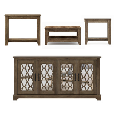 Weddel Basilico Transitional Coordinated 4 Piece Living Room Set