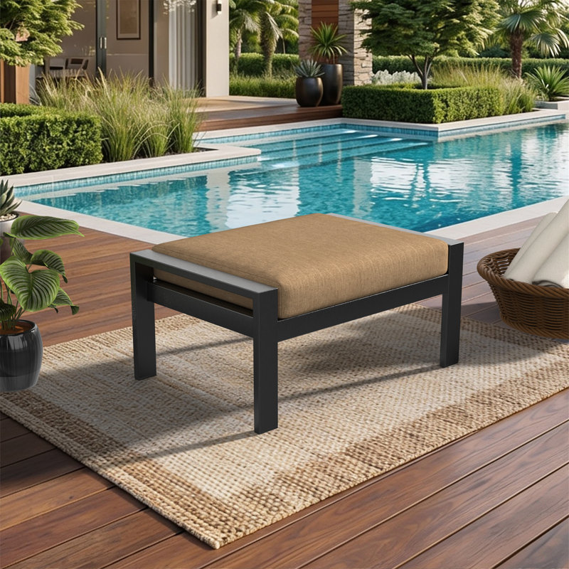 Sunbrella® Outdoor Ottoman Cushion, 3.5" H x 23.5" W x 20.5" D, Sunbrella® Canvas Heather Beige